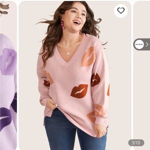 NWT BLOOMCHIC SIZE 3XL Supersoft Essentials Lip Print Split Side Pullover